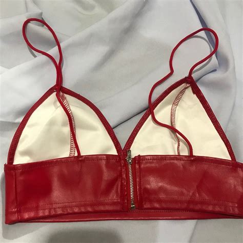 Shein Red Leather Crop Top Womens Fashion Tops Sleeveless On Carousell