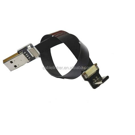 Fpv Flat Slim Thin Ribbon Ffc Cable Usb Type C 90 Degree To Standard Usb A For Sync Charging