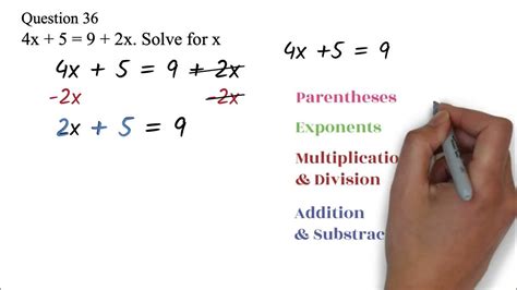 Ged Algebra Question 36 Solving Equations With Variable On Both Sides