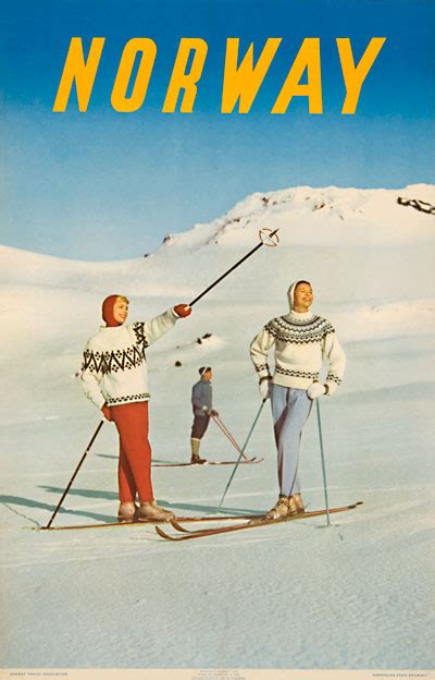 Original Vintage Poster Norway 1958 Skiing Poster Designed By Sohlberg