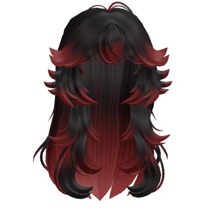 Anime Wolfcut Layered Messy Hair Black To Red Roblox Item Rolimon S