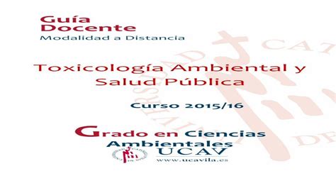 Toxicología Ambiental Y Salud Pública Universidad …a Docente De