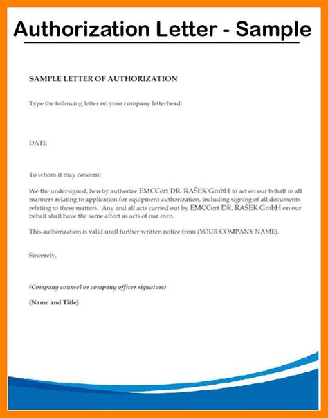 Bank Authorization Letter Sample To Act On Behalf Hq Printable Documents