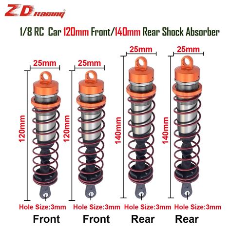 ZD Racing 2Pcs 4Pcs 1 8 RC Car Metal Shock Absorber 120mm Front 140mm