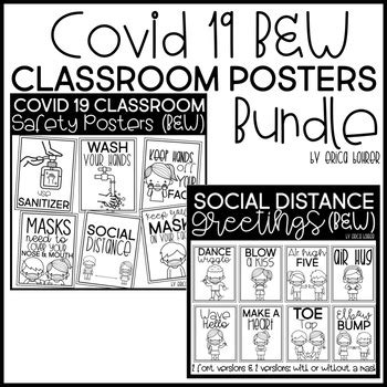 Covid Classroom Posters In Black And White By Erica Bohrer Tpt