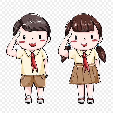 Q Version Hd Transparent Young Pioneers Cartoon Q Version Characters