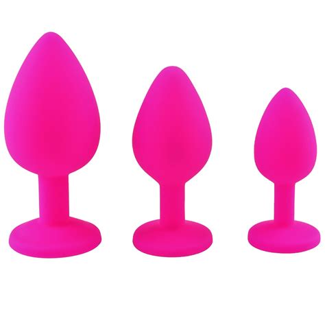 Plug Anal De Silicone Pink Joia Rosa Em Sua Base Tamanhos