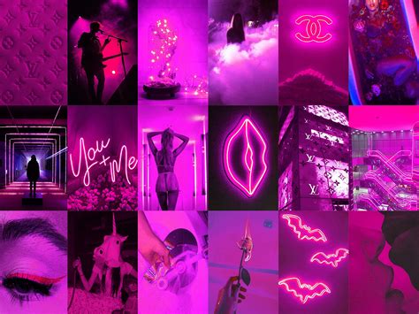 180 Pcs Neon Pink Wall Collage Kit Boujee Pink Art Etsy