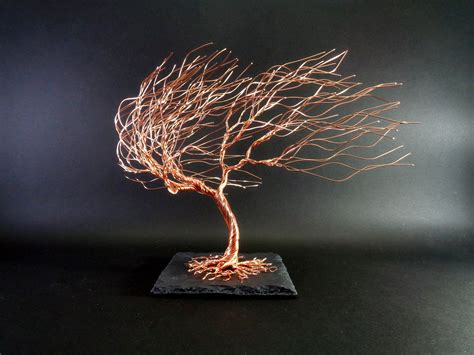 Copper Windswept Weeping Willow Wire Tree Sculpture Metal Tree Of Life