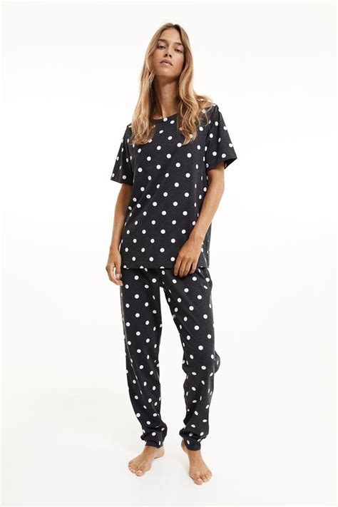 Mama Before And After Maternity Nursing Pyjamas Dark Grey Spotted