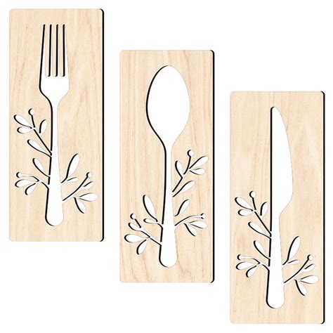 Wooden Fork Spoon Knife Sign Signs Rustic Kitchen Wall Decor The