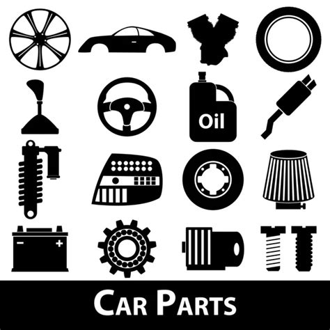 Car Service Parts Flat Vector Illustration Auto Mechanic Repair Of