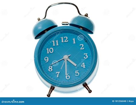 Isolated Mechanical Blue Alarm Clock Stock Photo - Image of fashioned, blue: 181256048