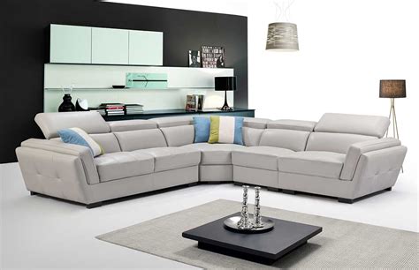 Light Grey sectional sofa EF 566 | Leather Sectionals