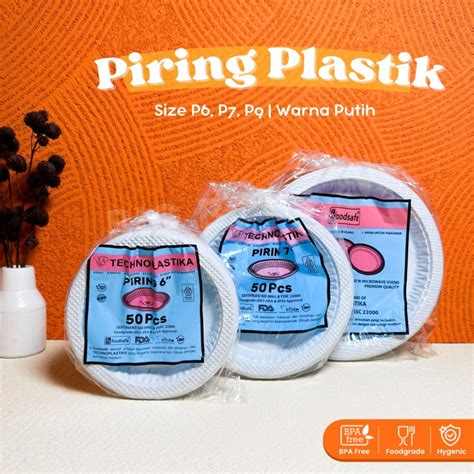 Jual 50PCS Piring Plastik Putih P6 P7 P9 Food Grade Tahan Panas