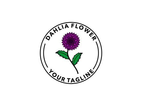 Dahlia Flower Badge Logo Design Graphic By Shikatso · Creative Fabrica