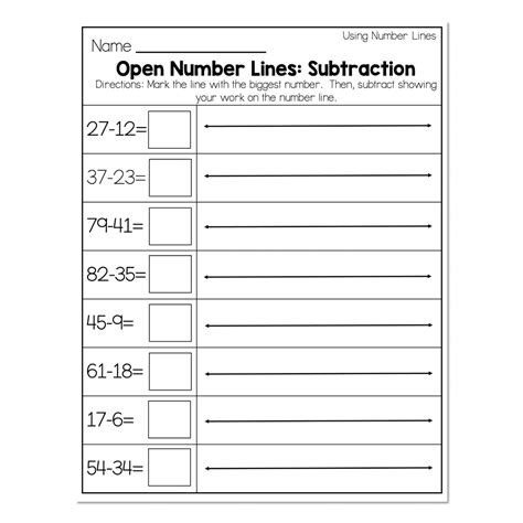 2nd Grade Math Worksheets - Number Line - Using a Number Line - Open Number Line Subtraction ...