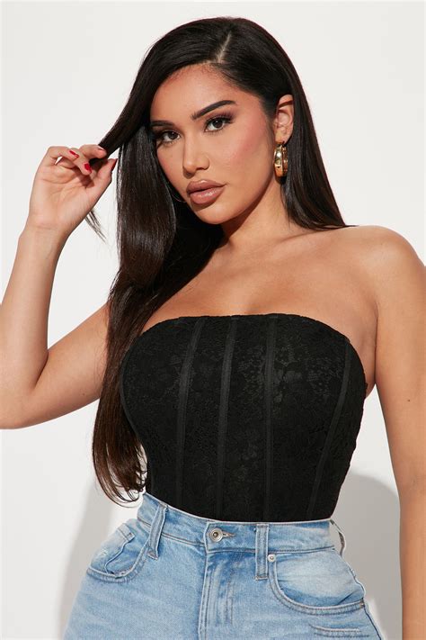 No Love Lost Lace Corset Bodysuit Black Fashion Nova