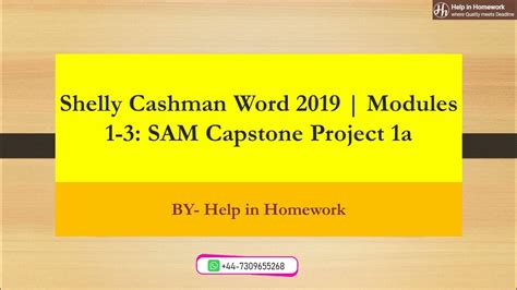 Shelly Cashman Word 2019 Modules 1 3 Sam Capstone Project 1a Help In Homework Solved