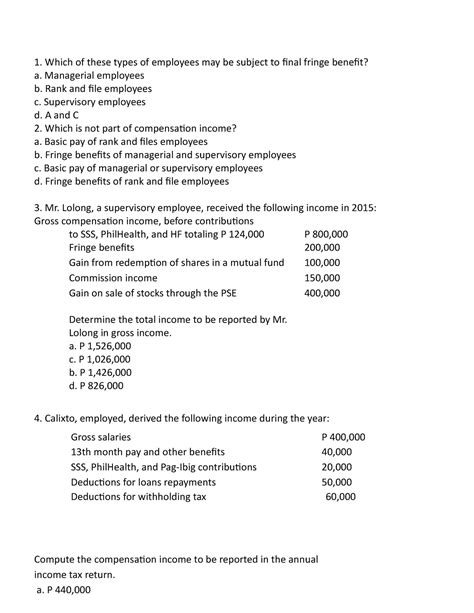 Fringe And De Minimis Which Of These Types Of Employees May Be