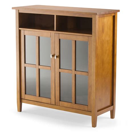 Brooklyn Max Lexington Pine Wood Glass Door Storage Media Cabinet