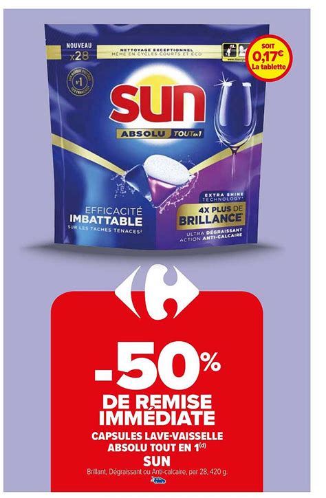 Promo Capsules Lave Vaisselle Absolu Tout En Sun Chez Carrefour