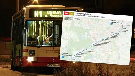 Autobus nocny z Gdańska do Kolbud Linia N56 rusza 5 kwietnia