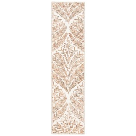 SAFAVIEH Capri Ivory Brown 2 Ft X 7 Ft Geometric Leaf Runner Rug