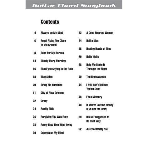 Hal Leonard Guitar Chord Songbook Willie Nelson Songbook