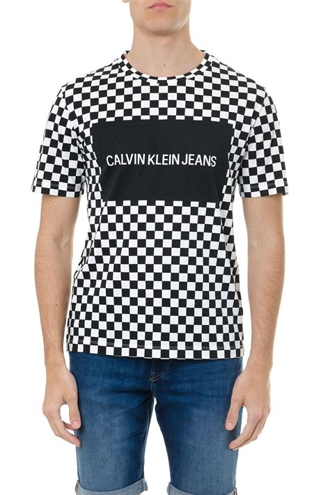 Calvin Klein Calvin Klein Cotton T Shirt With Chess Print Blackwhite 10939303 Italist