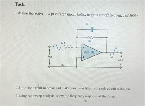 Solved 1 Design The Active Low Pass Filter Shown Below To Chegg