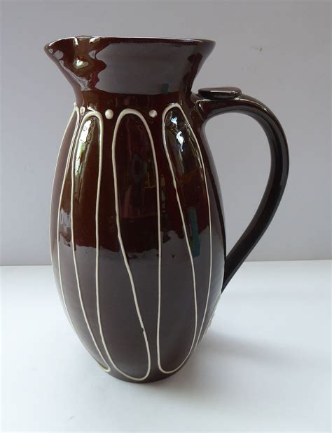 Welsh Studio Pottery Large Brown Llangollen Pottery Jug Or Pitcher