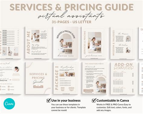 Virtual Assistant Services And Pricing Template Pricing Etsy