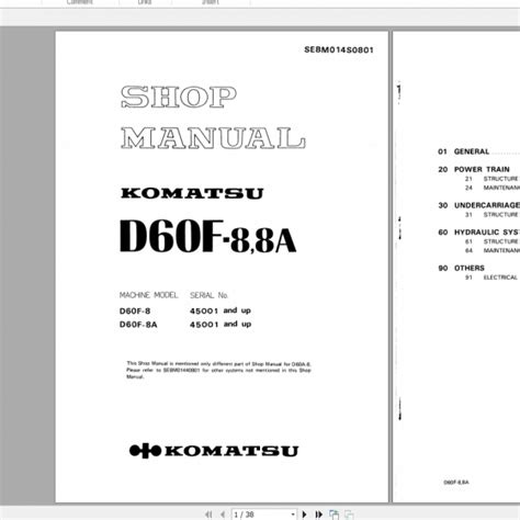 Komatsu Bulldozer D Ex Px Shop Manual Sebm