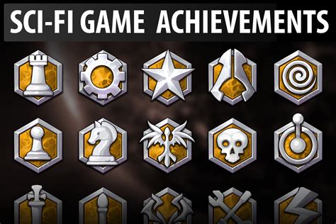 Sci Fi Game Achievement 2D Icons Unity Asset Store