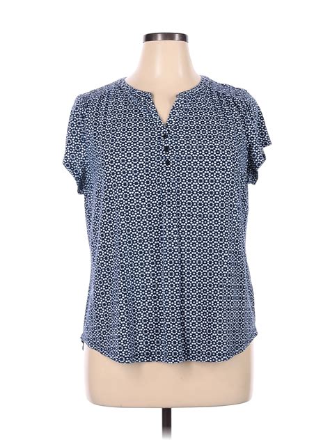 Liz Claiborne Blue Short Sleeve Blouse Size Xl 56 Off Thredup