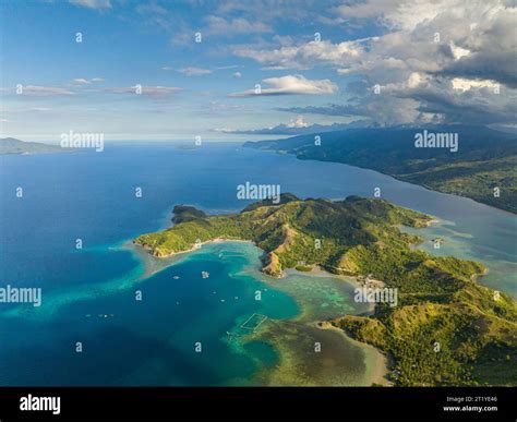 Tropical Landscape Of Verdant Forest Of Sleeping Dinosaur Island In