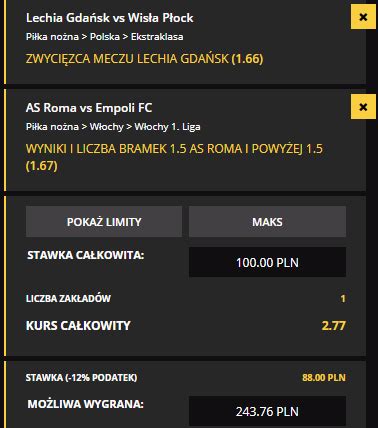 Mieszany Kupon Double Z LOTTO Ekstraklasy I Serie A Gramy O 243 PLN