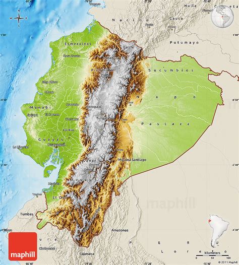 Physical Map Of Ecuador Shaded Relief Outside