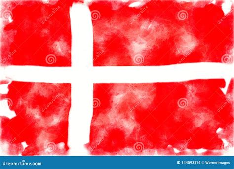 Aquarelle Of The Flag Of Denmark Stock Illustration Illustration Of