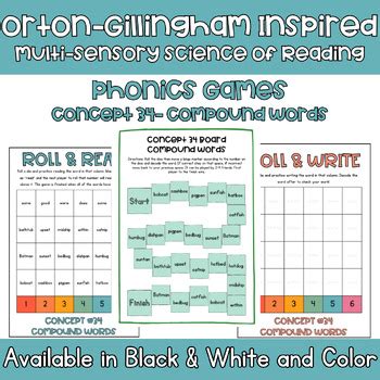 Orton Gillingham Science Of Reading Phonics Games Compound Words