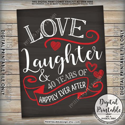 40th Anniversary Gift Love Laughter Happily Ever After 40 Years Of