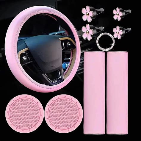 Juste De Volant En Cuir Pour Femmes Ensemble D Accessoires De Voiture