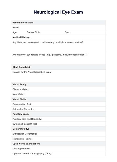 Neuro Exam Checklist Template And Example Free Pdf Download