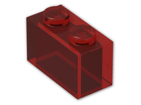 Brick 1 X 2 Without Centre Stud 3065 Transparent Red