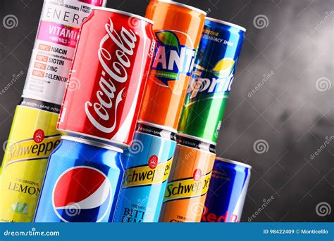 Cans Of Assorted Global Soft Drinks Editorial Stock Image Image Of