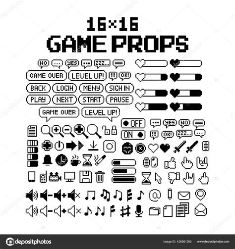 Set Bit Pixel Graphics Icons Isolated Vector Illustration Game Art Stock Vector Image By ©oleg