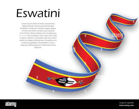 Waving Ribbon Or Banner With Flag Of Eswatini Template For