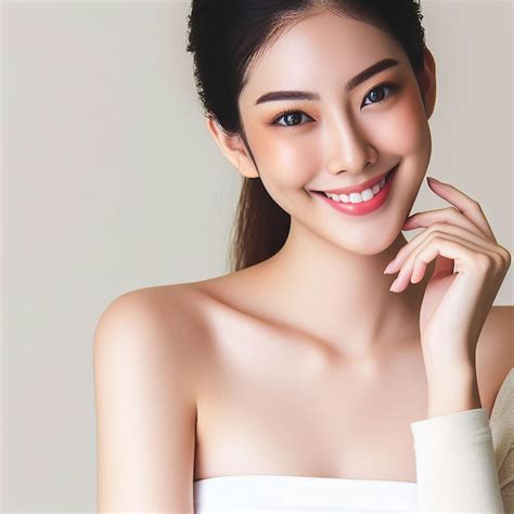 Premium Photo Portrait Of Smiling Of Happy Beauty Pretty Asian Woman Clean Fresh Healthy White