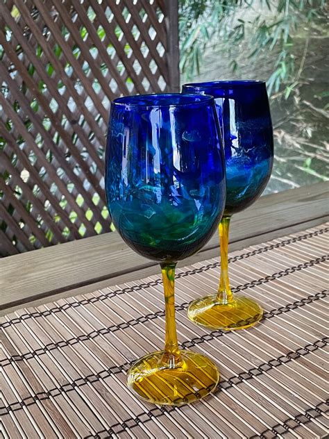 Glass Beach Ocean Themed Large Wine Glass Set Of 2 Unique T Perfect